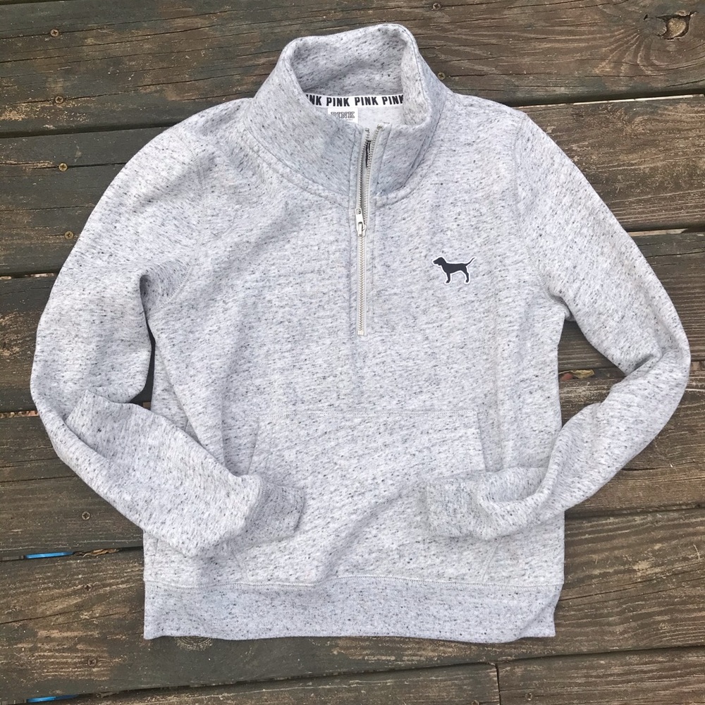 Pink Victoria’s Secret grey zip up sweatshirt👟
